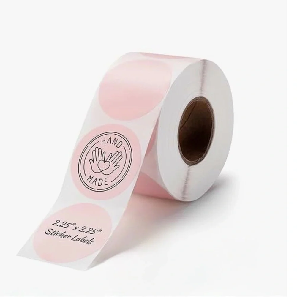 Thermal Pink Scalloped Labels Stickers Roll Customize with your personal printer